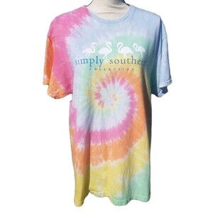 Women’s Simply Southern Tye Dye T-shirt Size L Psalms 93:4 Faith Sea Ocean Love